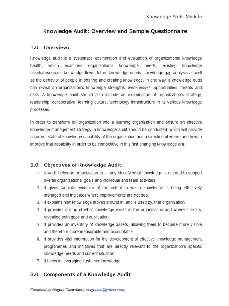 Knowledge Audit Overview and Steps | PDF | Data Analysis | Audit