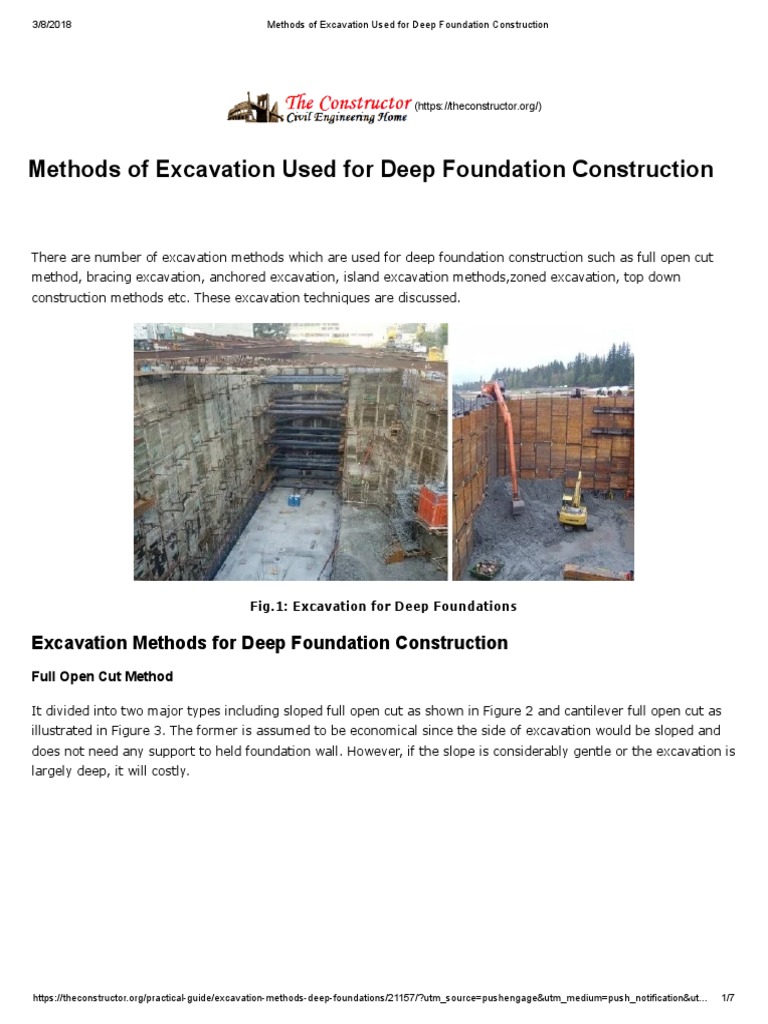 Methods of Excavation Used For Deep Foundation Construction | PDF ...