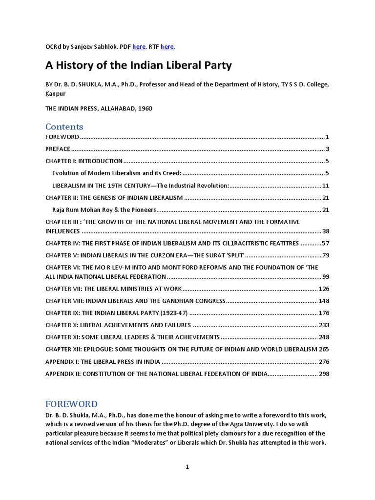 A History of The Indian Liberal Party | PDF | John Stuart Mill | Liberalism