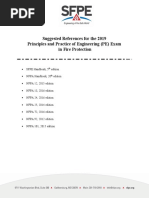 Suggested References For The 2019 Principles and Practice of Engineering (PE) Exam in Fire Protection