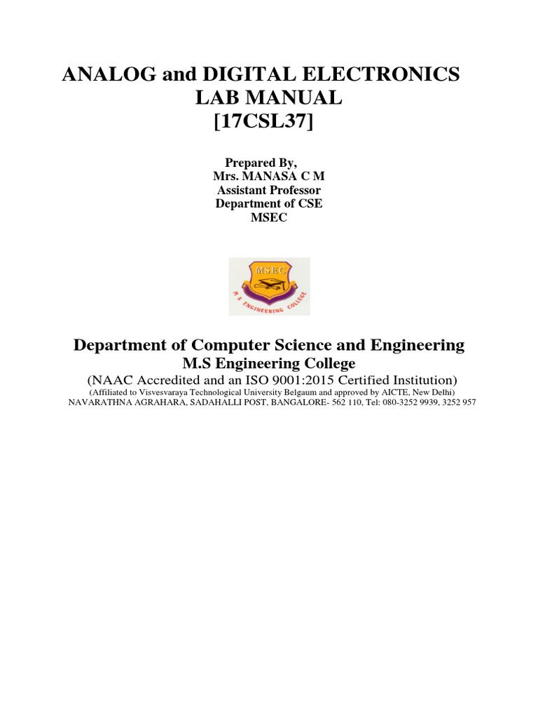 Analog and Digital Electronics Lab Manual (17CSL37) Department of