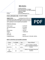 Bio-Data: Post Applied For Staff Nurse