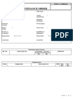 Maintenance order plant equipment