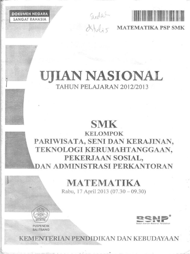 Un Matematika Smk Pariwisata 2012 2013 Pdf