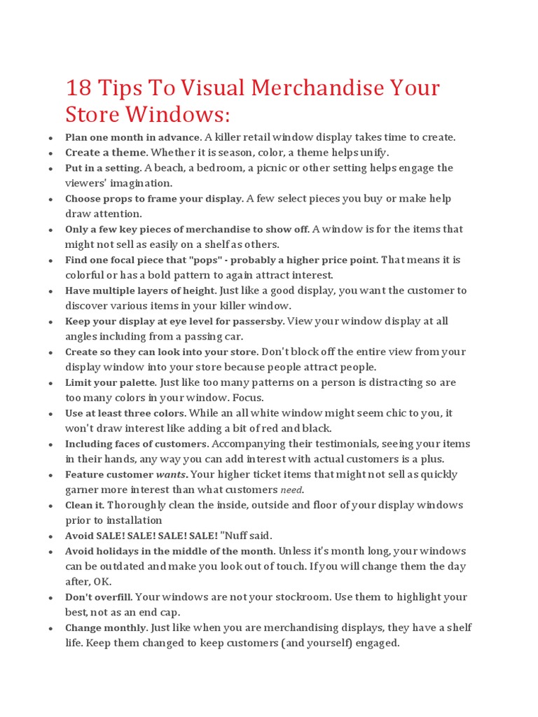 18 Tips To Visual Merchandise Your Store Windows | PDF | Career ...