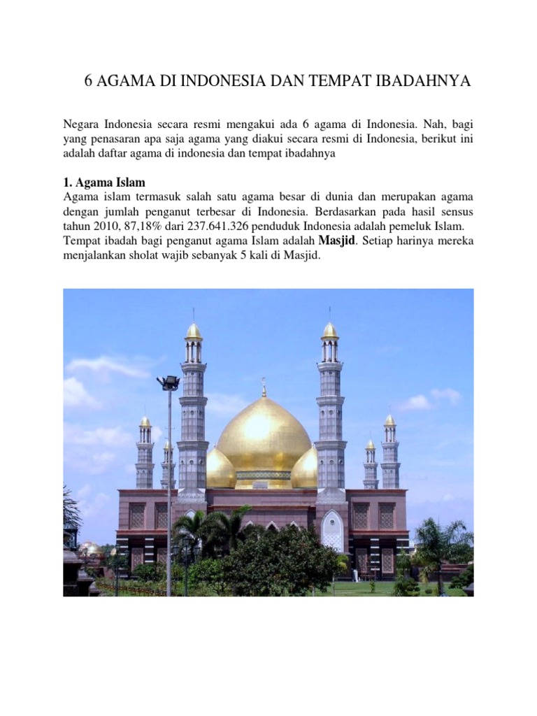 Jumlah agama yang diakui di indonesia adalah