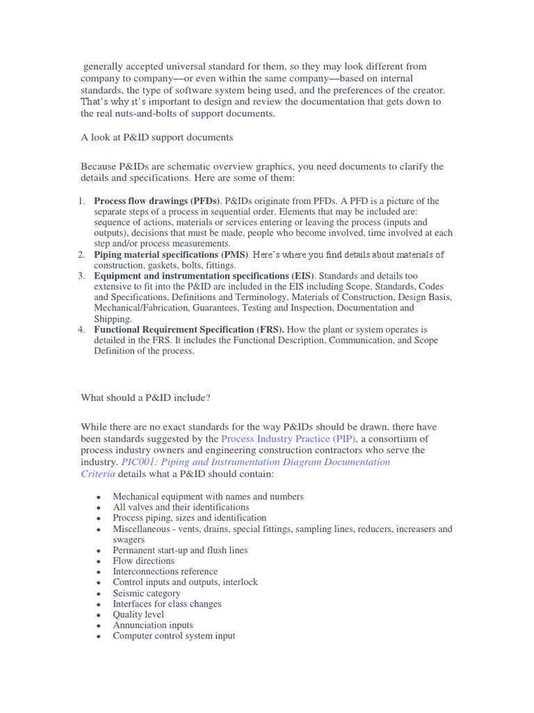 PIC001: Piping and Instrumentation Diagram Documentation Criteria | PDF ...