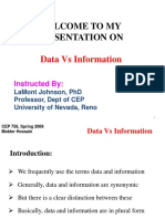 Welcome To My Presentation On: Data Vs Information