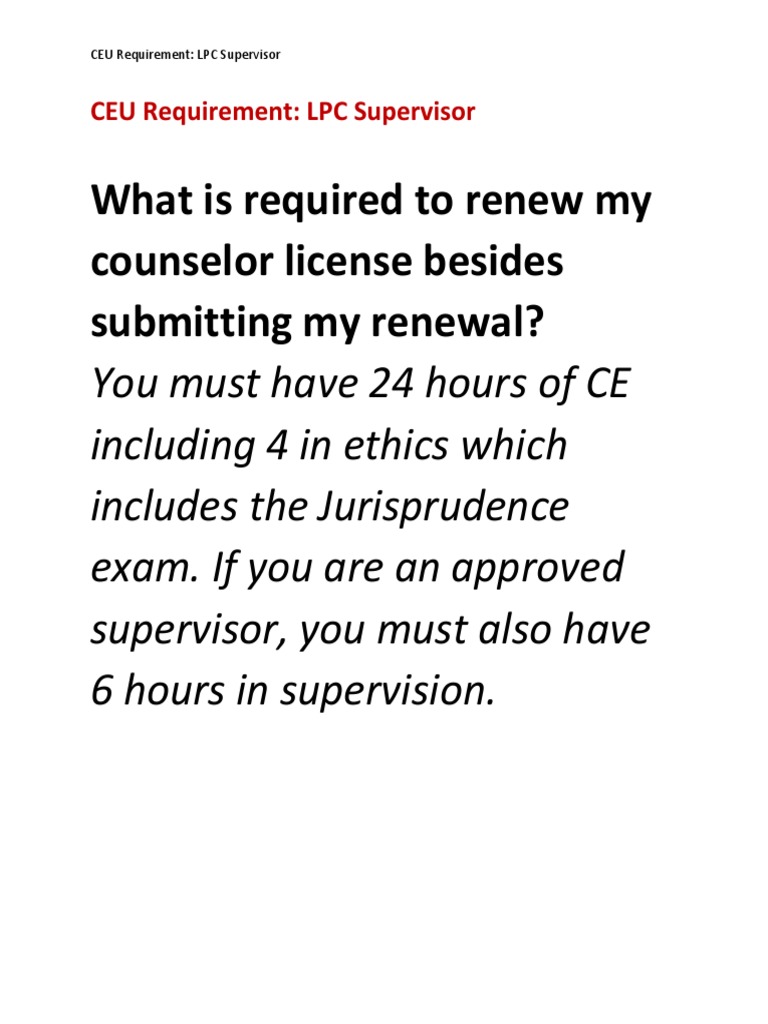 CEU Requirement LPCS PDF