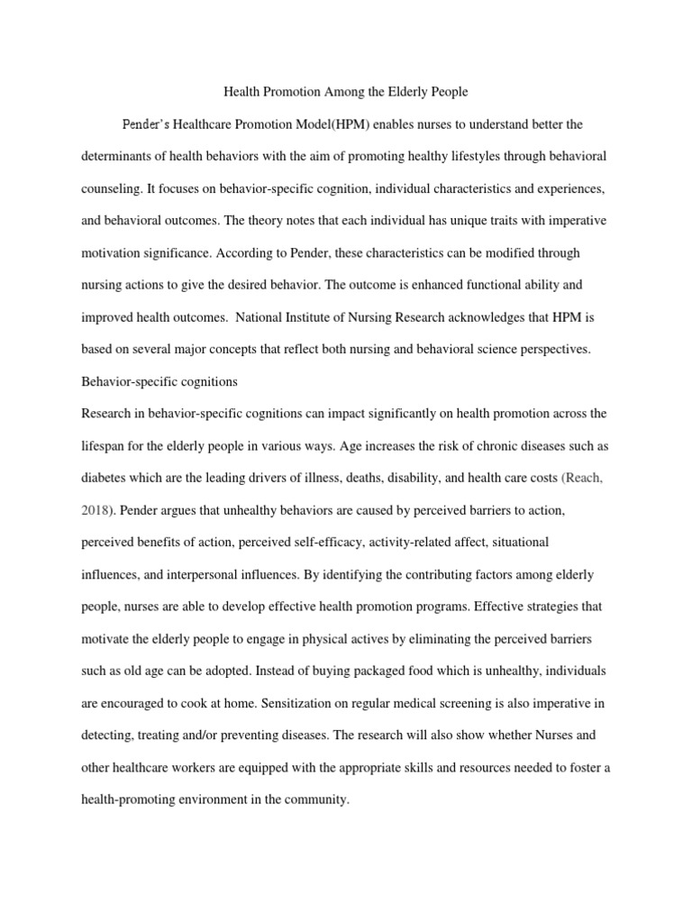 Health Promotion Strategies for Seniors | PDF