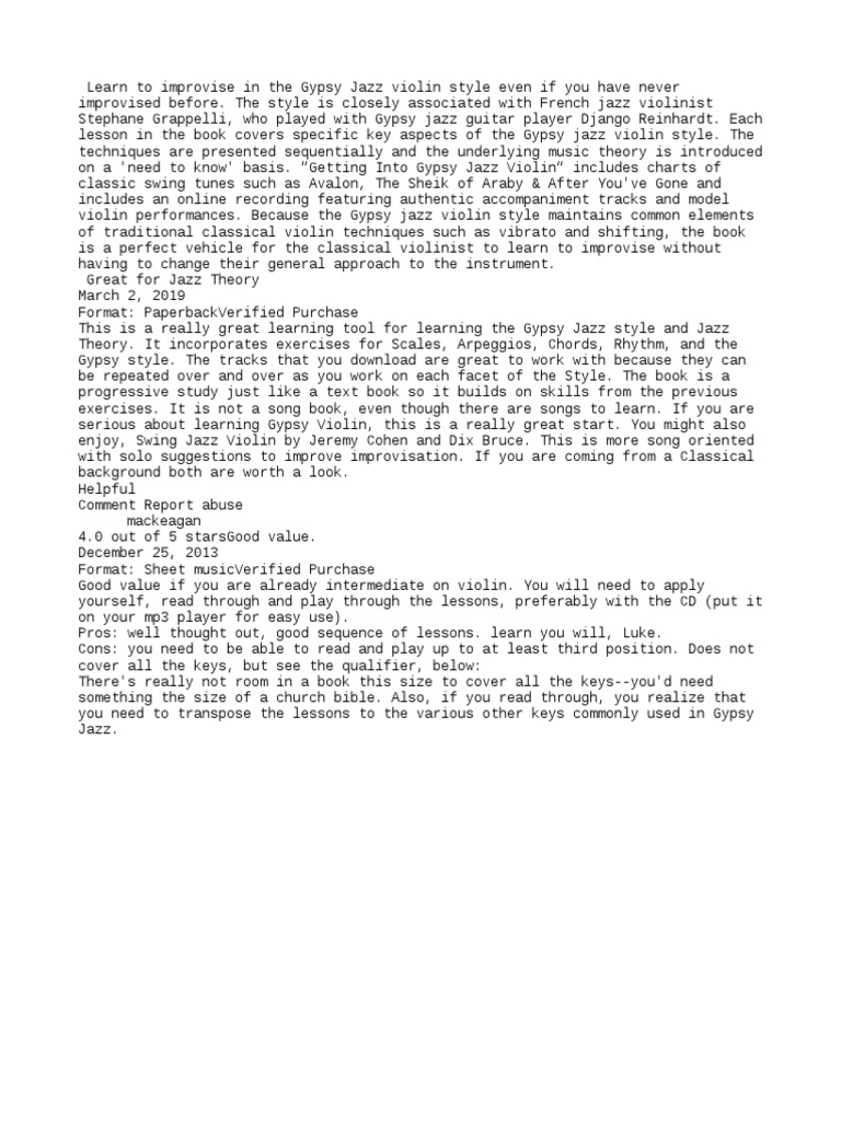 Gypsy Jazz Violin PDF Violin Jazz