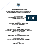 Implementación de un plan integral de seguridad e higiene industrial en Metálicas Anchundia