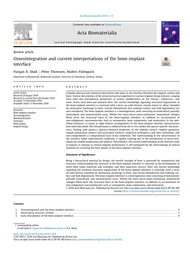 Osseointegration of Bone Implants | Download Free PDF | Bone ...