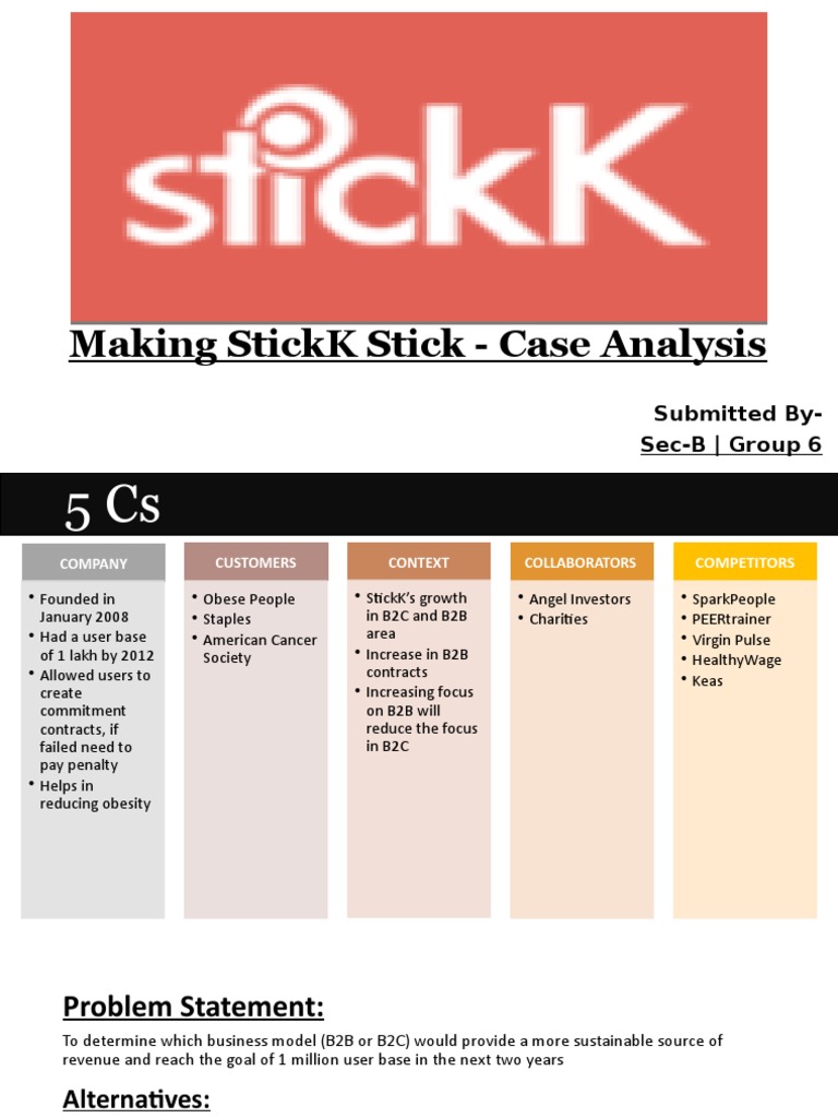 Making Stickk Stick Case Analysis Submitted BySecB Group 6 PDF