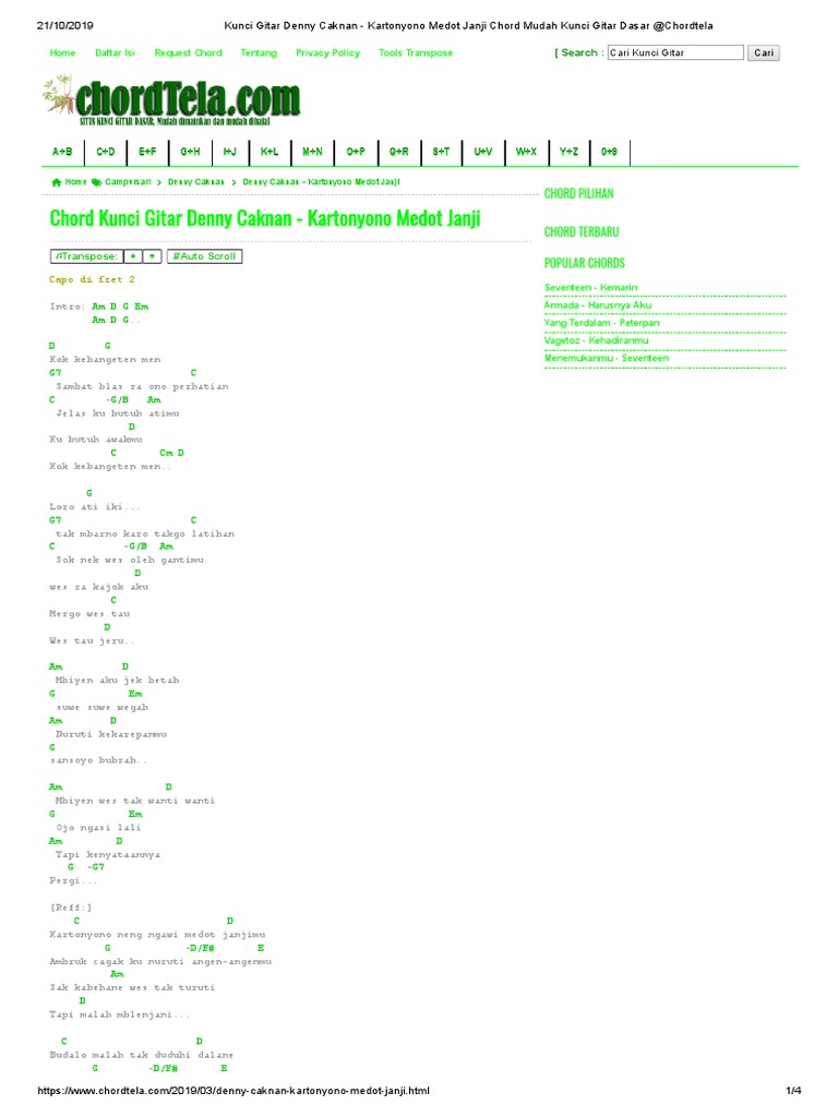 Kunci Gitar Denny Caknan Kartonyono Medot Janji Chord Mudah Kunci Gitar Dasar Chordtela