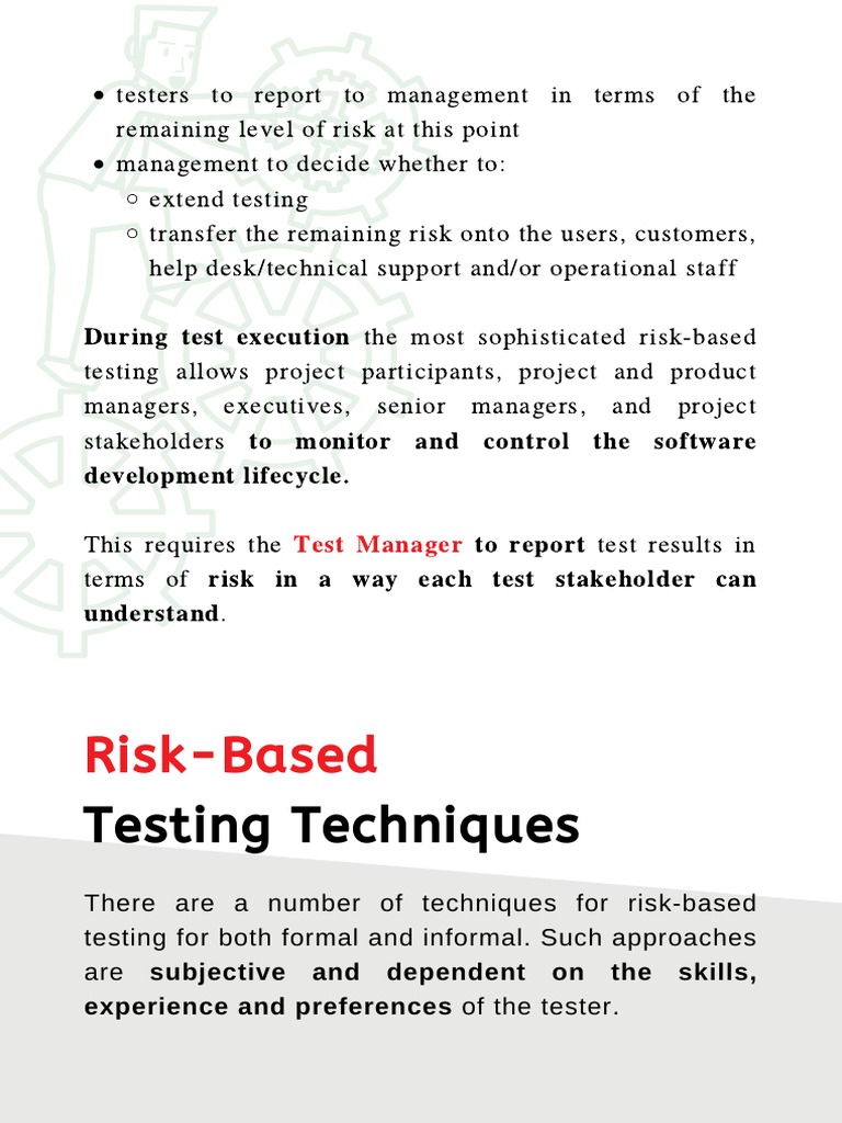 Risk Based Testing Techniques PDF Software Testing Risk Management