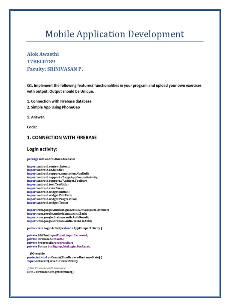 Firebase Authentication in Android App | PDF | Android (Operating ...