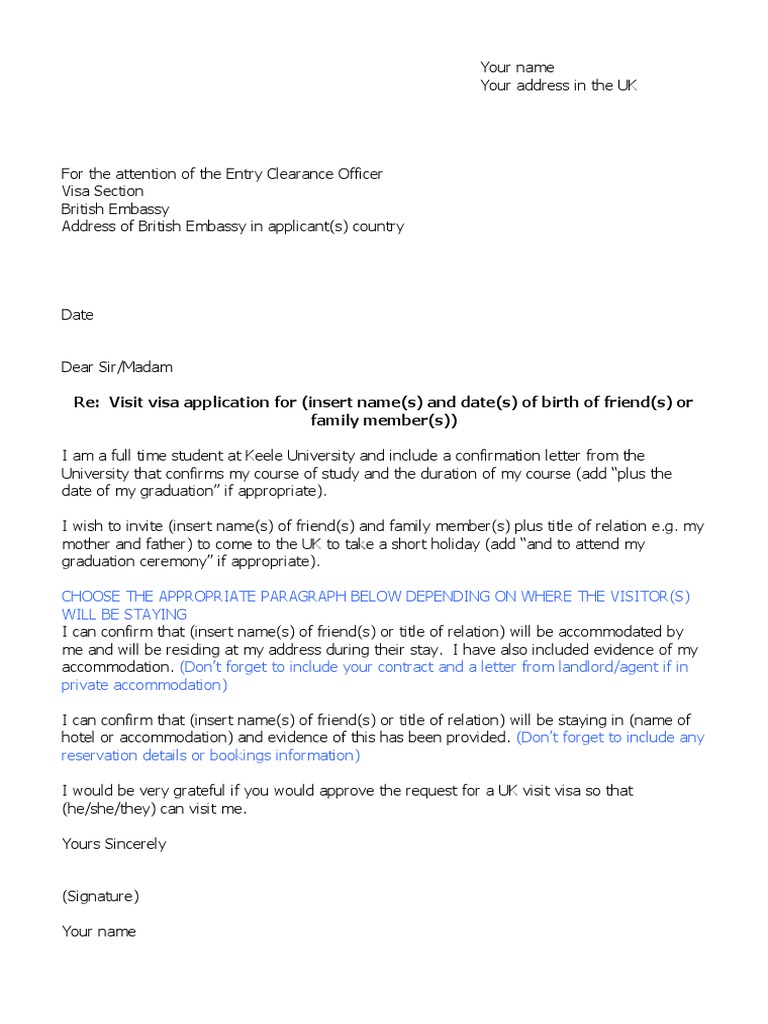 Letter of Invitation For Family Visit | PDF