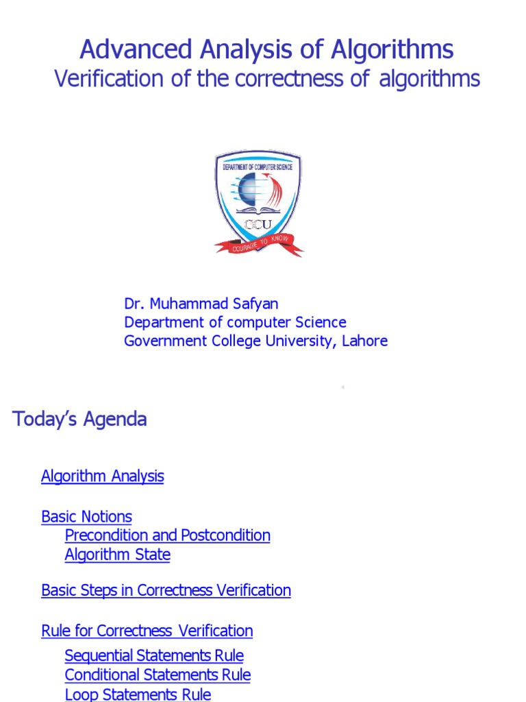 Lecture 3 Verifying Correctness of Algorithm | Download Free PDF ...