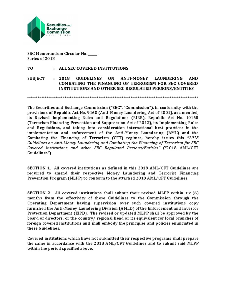 Amla 2018 | PDF | Money Laundering | Securities (Finance)