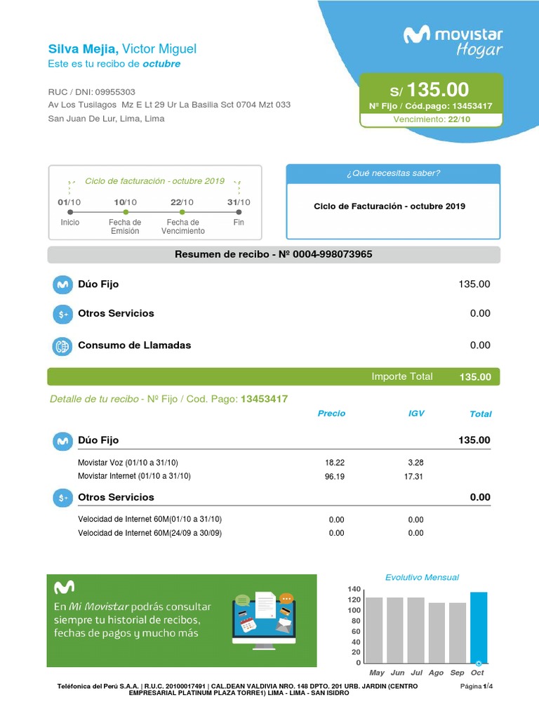 Recibo de Octubre: S/ 135.00 | PDF | Informática y tecnología de la ...
