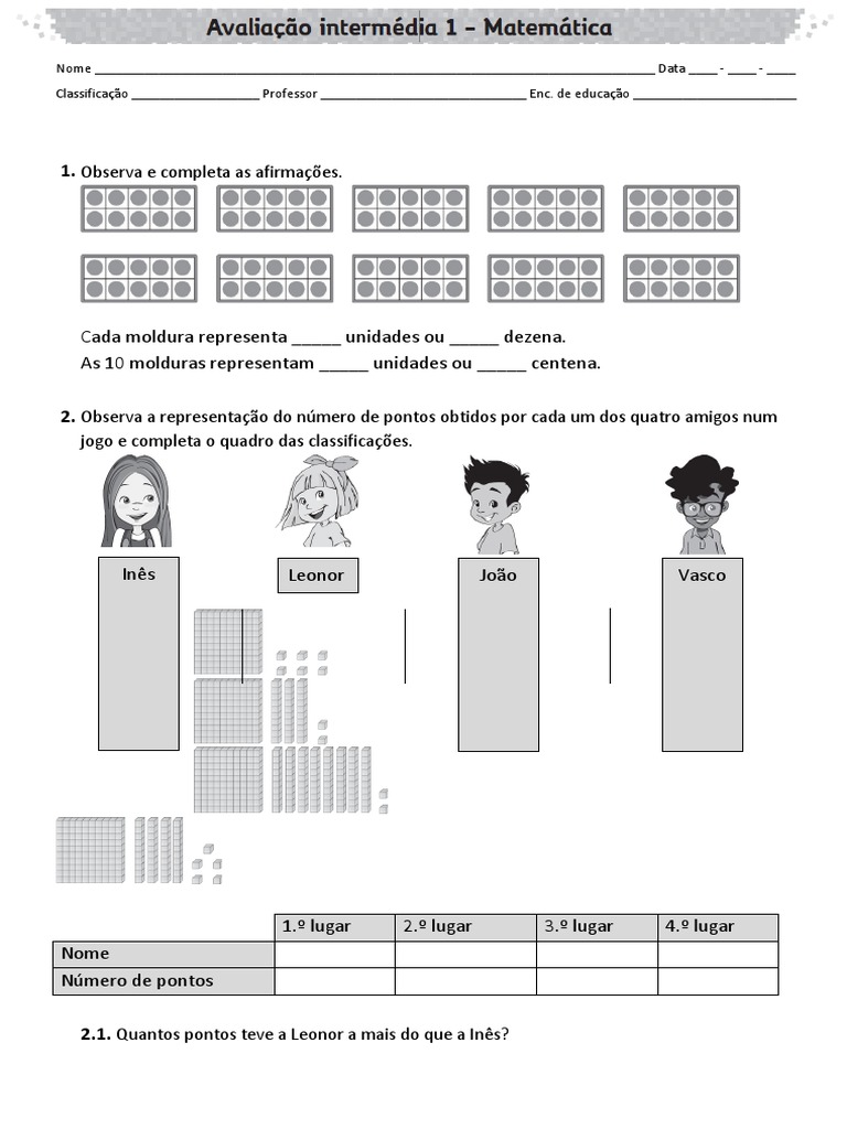 Top - Matemática - 2º Ano Avaliação Intermédia 1, PDF, Esportes