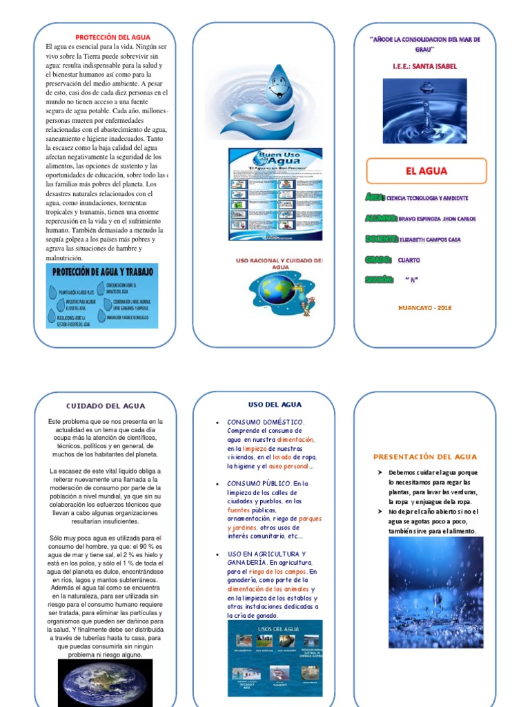 Tríptico sobre el Cuidado del Agua | PDF | Riego | Agua