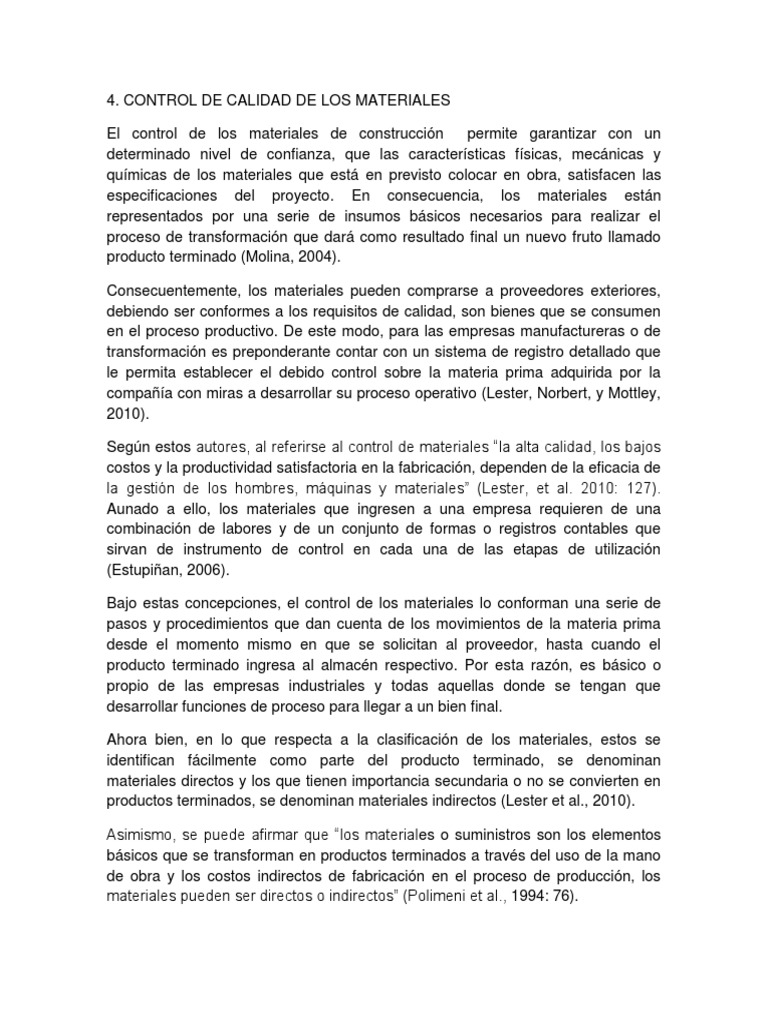 Control de Calidad de Los Materiales | PDF | Materiales de construcción ...