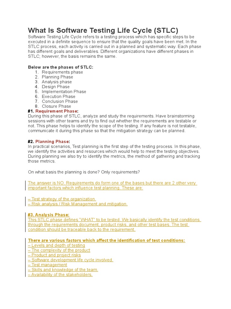 What Is Software Testing Life Cycle | PDF | Software Testing | Risk ...