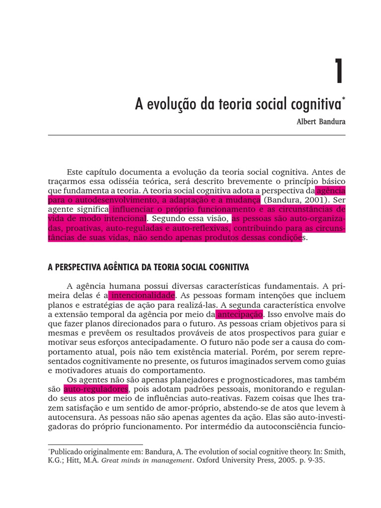 A Evolução Da Teoria Social Cognitiva Pdf Sociologia Pensamento