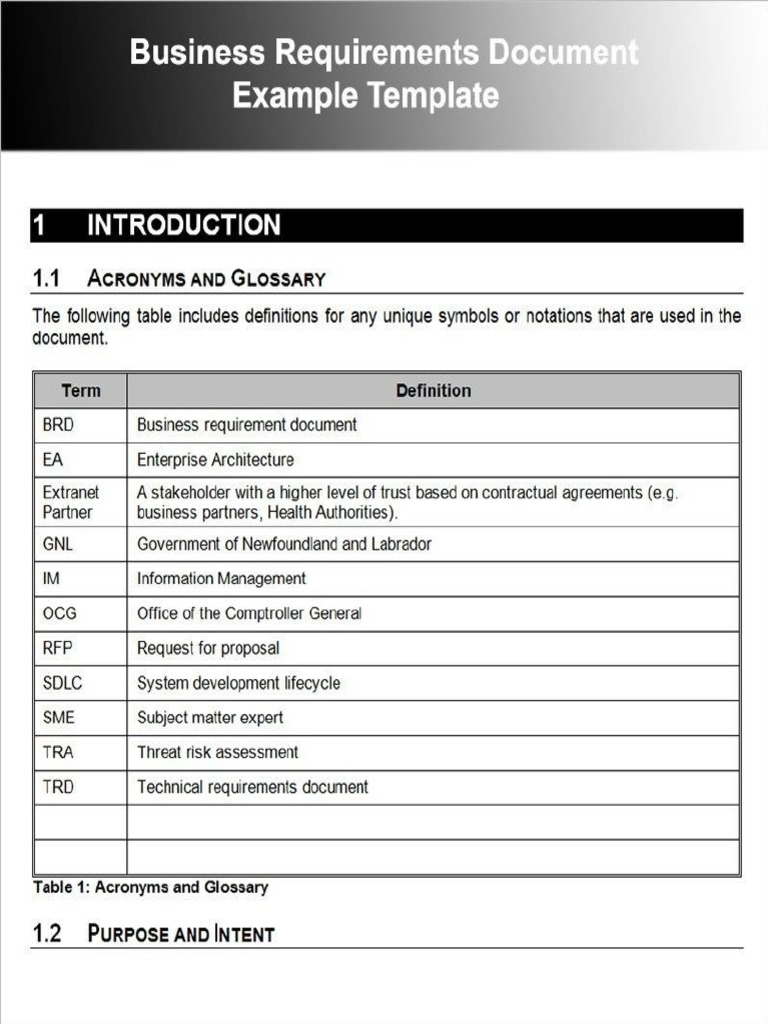 Business Requirements Document Intro  PDF Within Business Requirements Definition Template