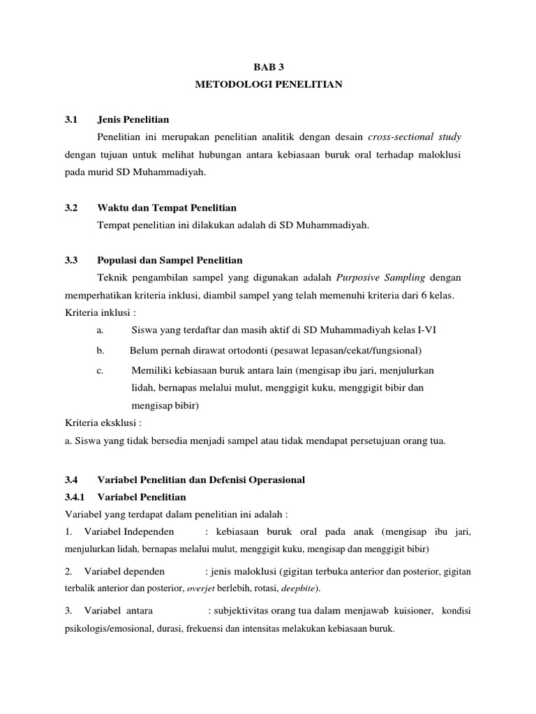 Contoh Proposal Penelitian Cross Sectional