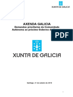 Informe da Xunta sobre "demandas ao Goberno de España"