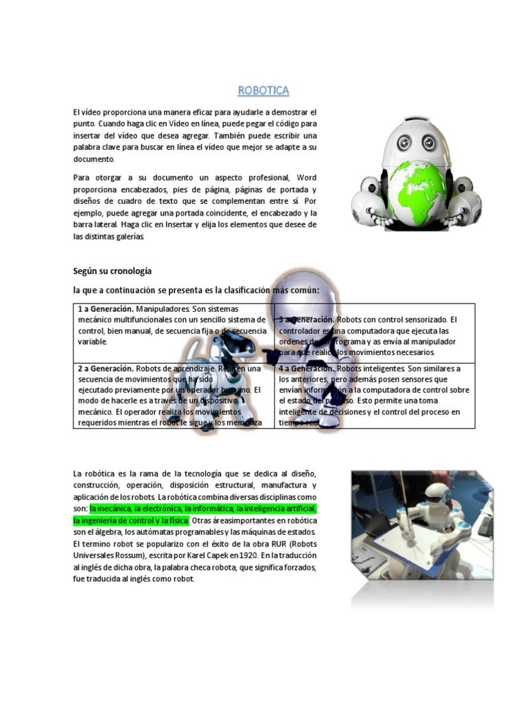 Tipos y cronología de robots para niños | PDF | Robótica | Robot