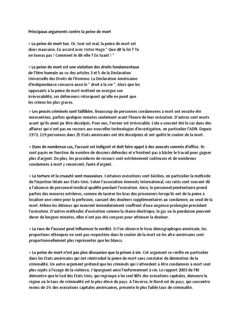 Arguments contre la peine de mort | PDF | Peine capitale | Prison