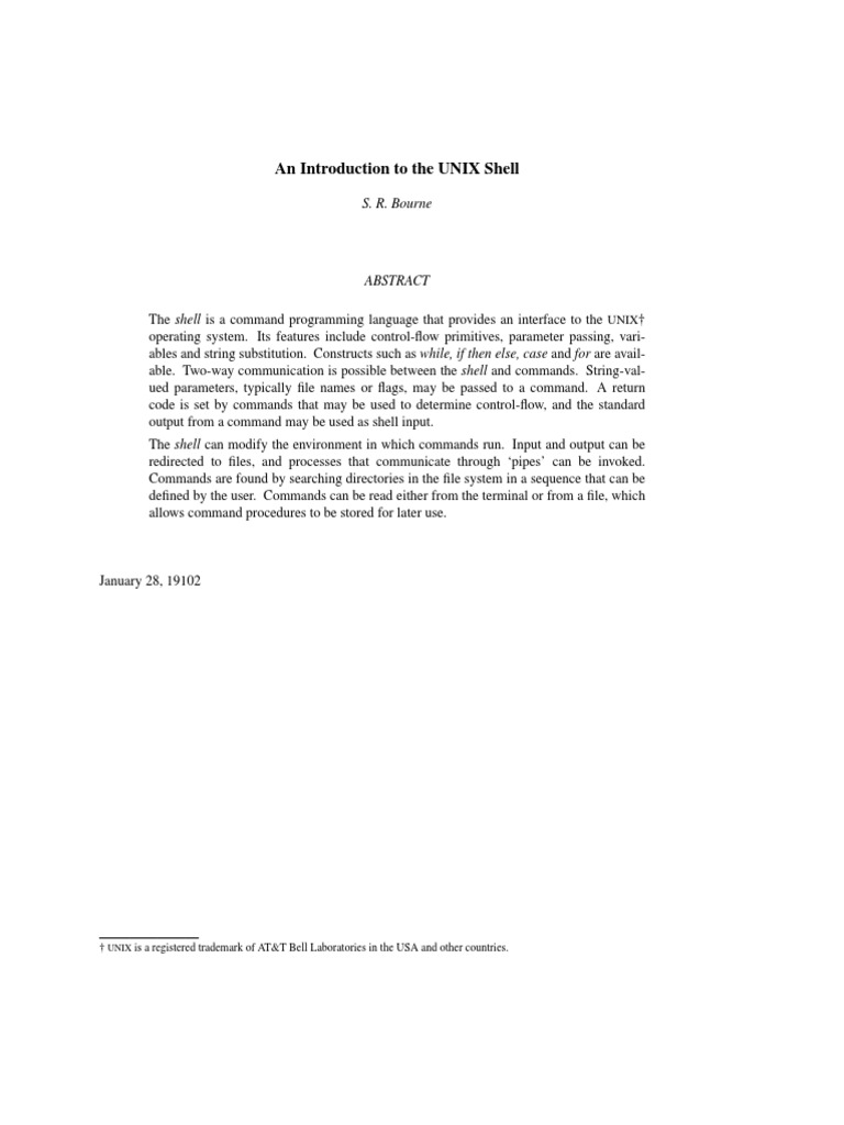 An Introduction To The UNIX Shell | Download Free PDF | Parameter ...