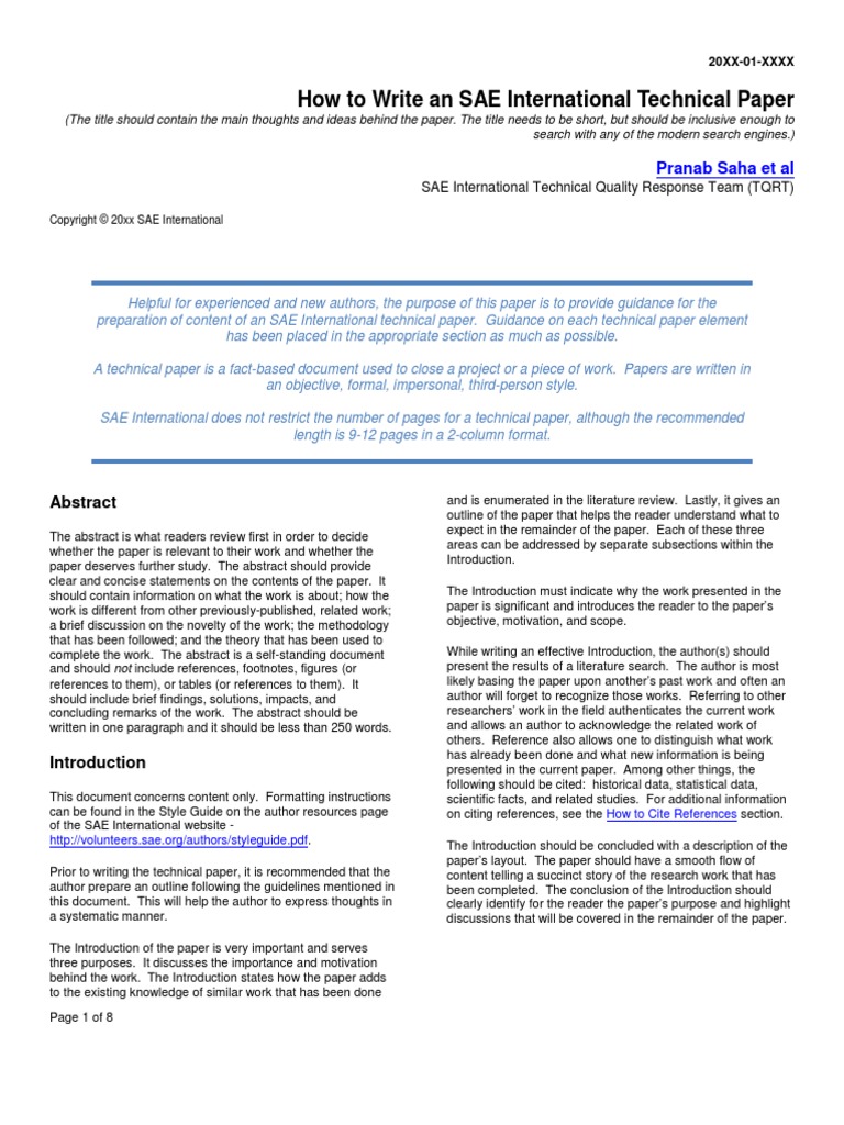 3b How To Write An Sae International Technical Paper Final Sept 2014 Citation Plagiarism