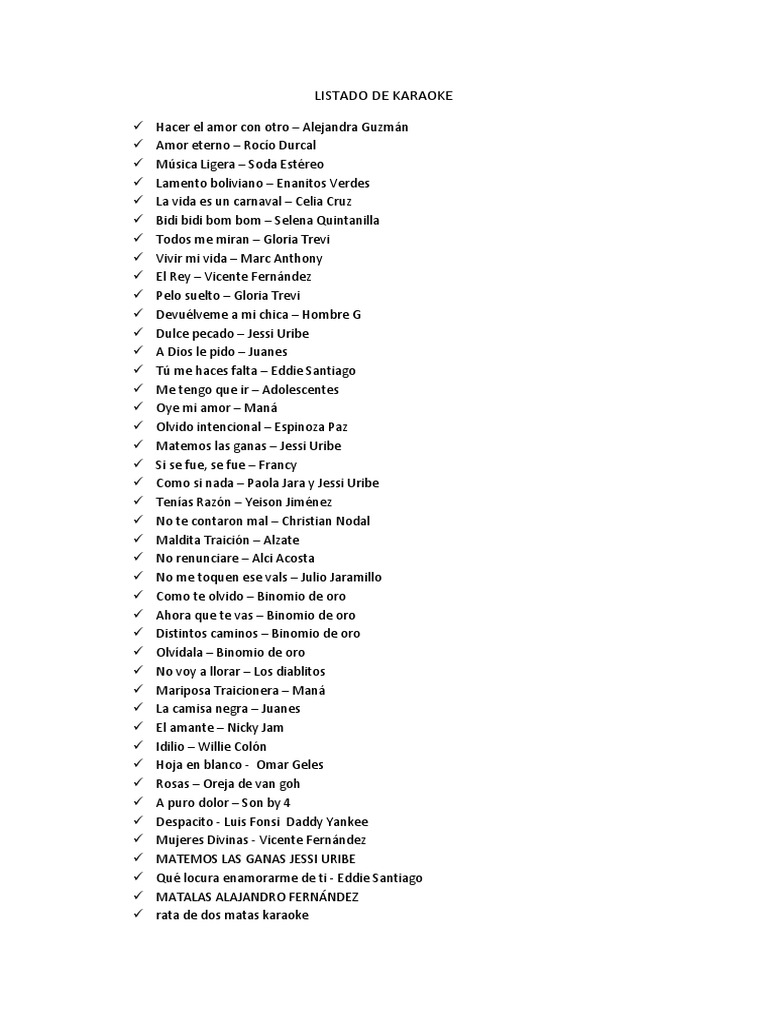 Listado de Karaoke PDF