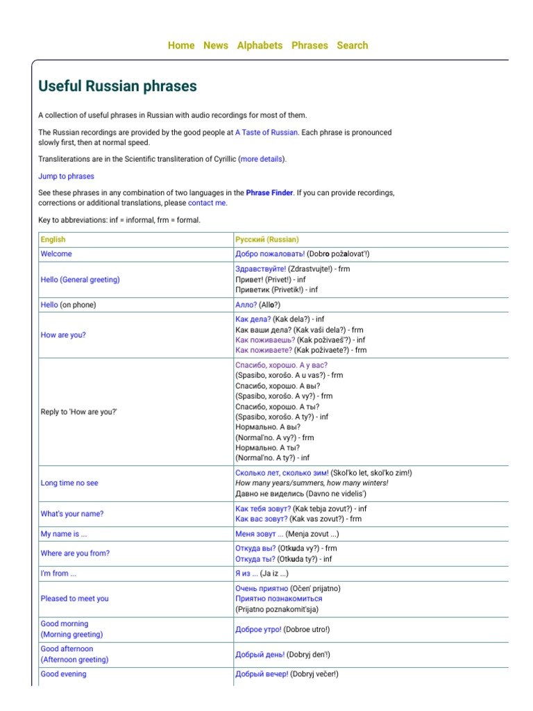 Useful Russian Phrases | PDF