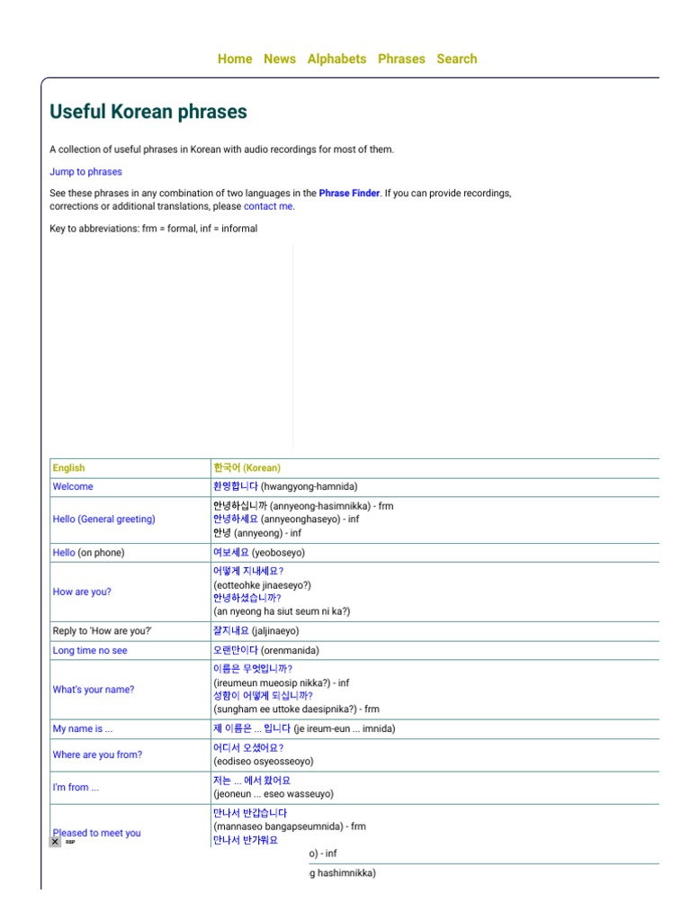Useful Korean Phrases | PDF | Symbols | Languages