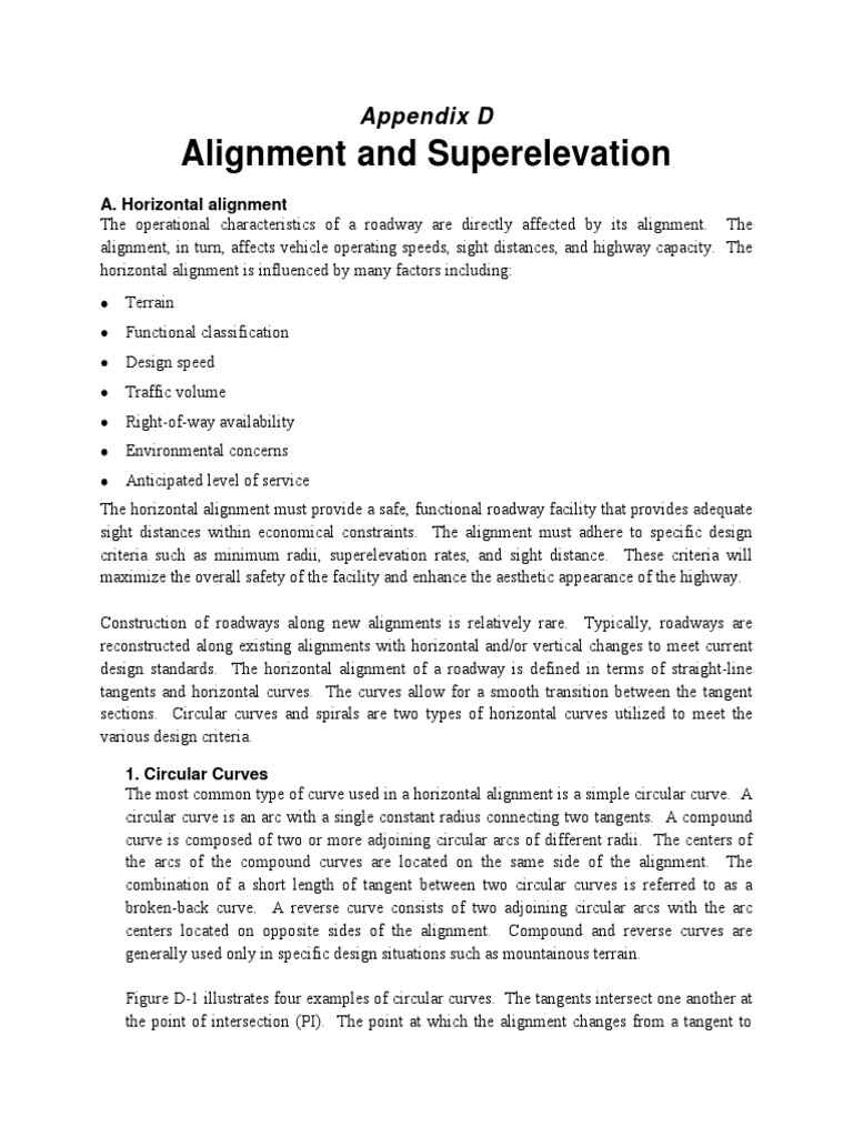 Appendix D - Alignment and Superelevation PDF | PDF | Slope ...
