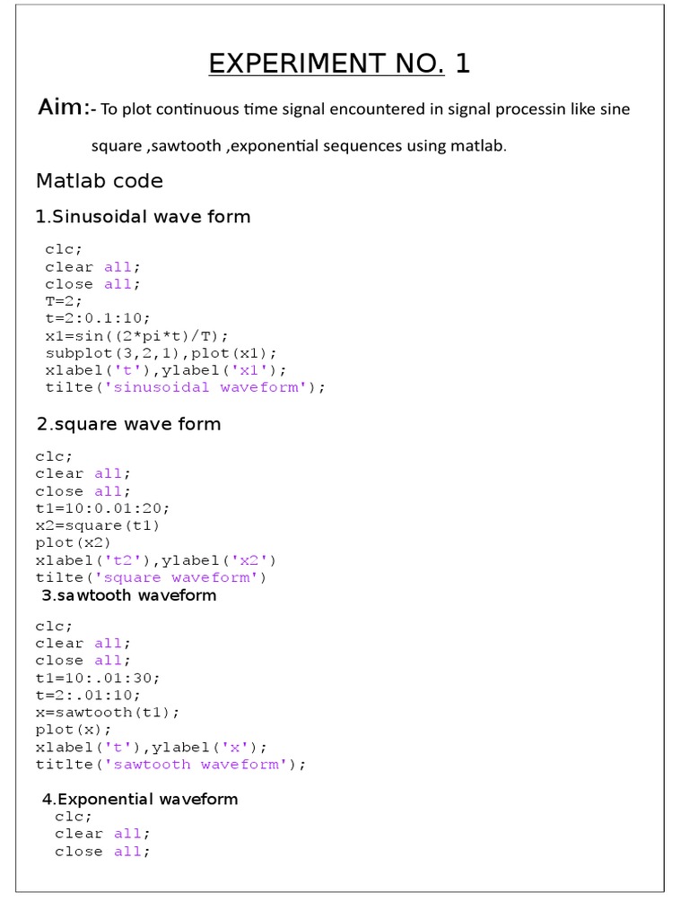 Signal System Matlab | PDF | Sine Wave | Discrete Time And Continuous Time