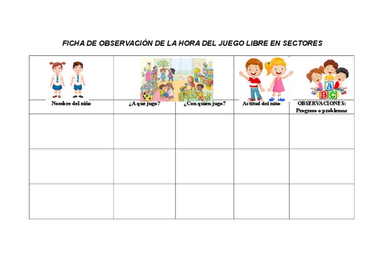 Ficha de Observación de La Hora Del Juego Libre en Sectores | PDF