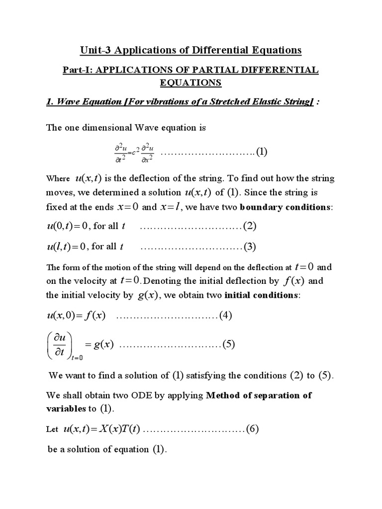 Unit-3 Application of Differential Equation | PDF | Wave Equation ...