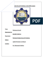 UET Lahore Applied Mechanics Lab Report