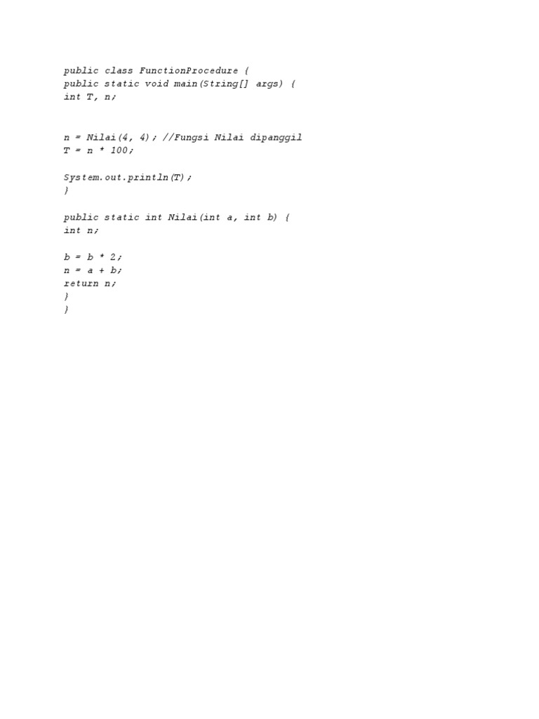 Public Class Functionprocedure (Public Static Void Main (String Args ...