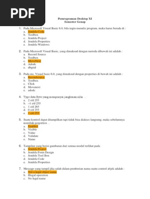 Soal Pemrograman Desktop Genap Xi Rpl 2018