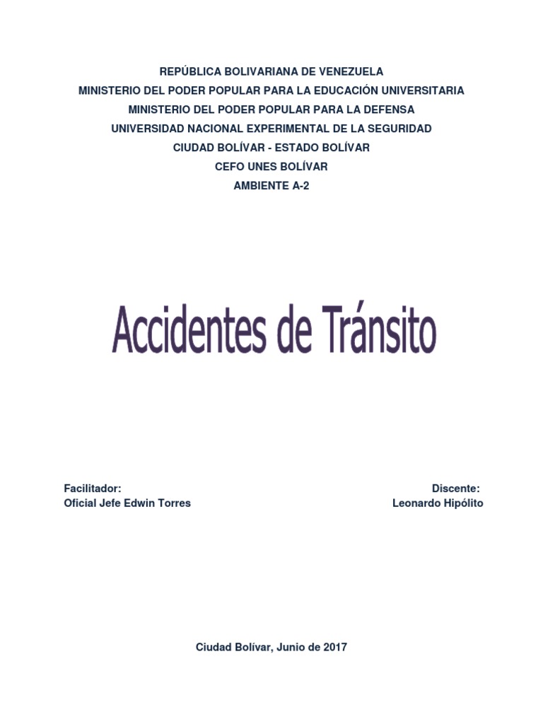Accidentes de Transito | PDF | Accidente de tráfico | Seguridad vial