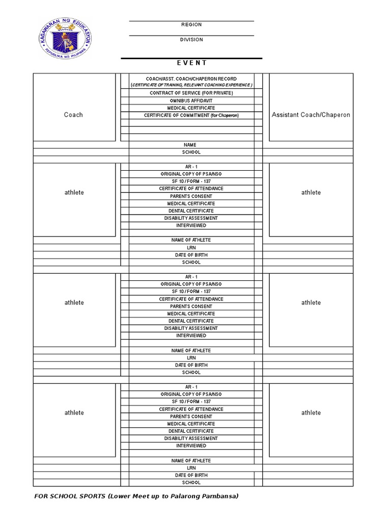 School Sports Athlete Documentation Guide | PDF