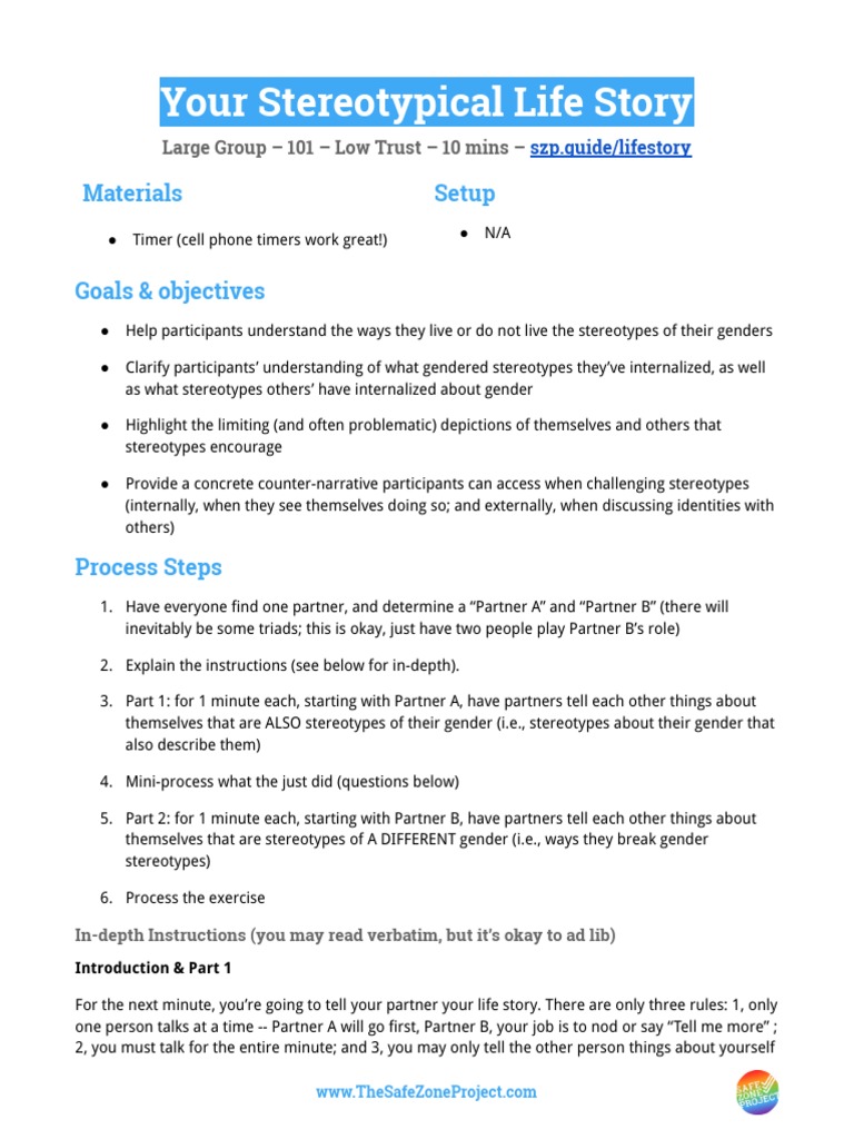Exploring Gender Stereotypes Activity | PDF | Stereotypes | Gender Role